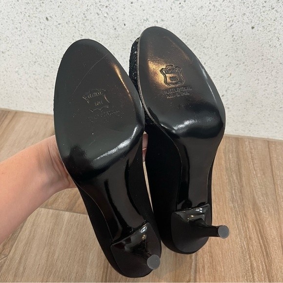 STUART WEITZMAN Lace/Satin Peep Toe Pumps Size 9 - Picture 6 of 7